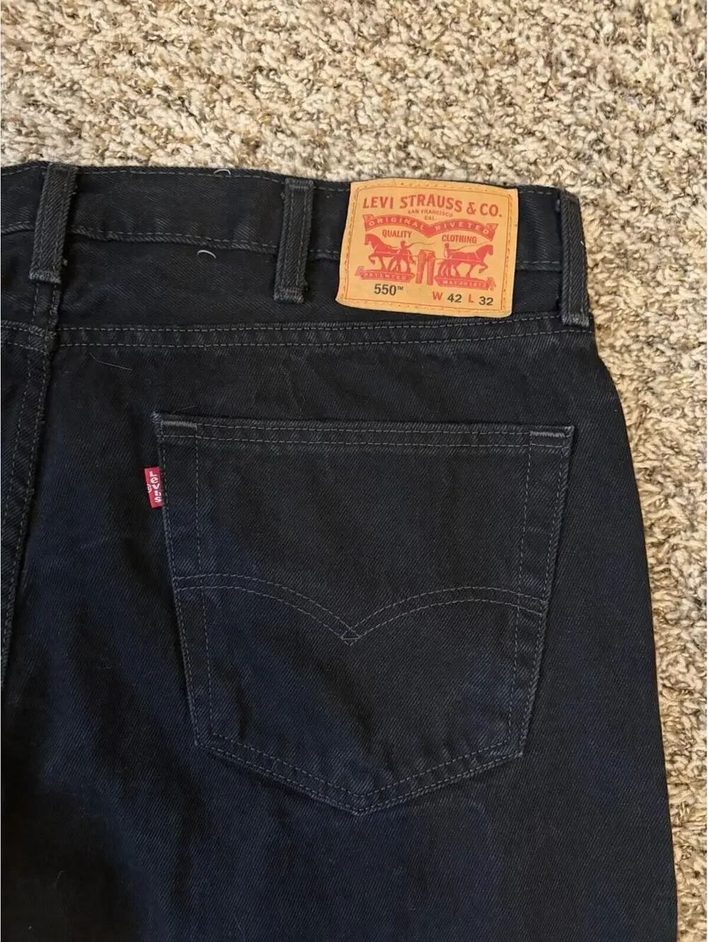 Levi's Men's 550 Black Relaxed Fit Jeans Size 42x32